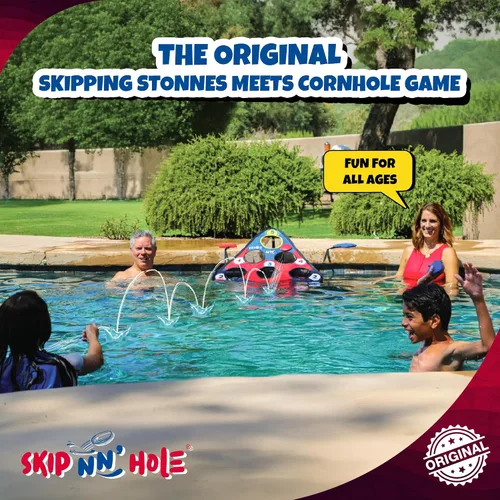 Vista 2 de SKIP NN' HOLE Stonne Skipping Meets Pool Cornhole Game - para todas las edades
