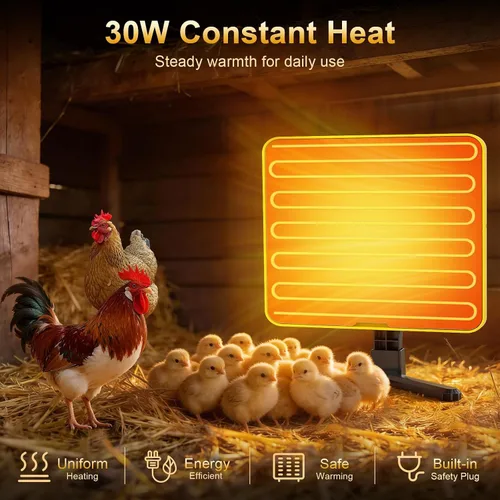 Vista 5 de Placa de cría para pollitos, placa de calor para pollitos de 50 a 158 ℉ con termostato inteligente, calentador de panel de calefacción radiante