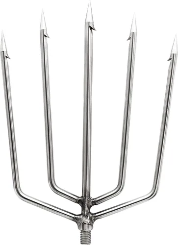 Vista 9 de Arpón de pesca, de acero inoxidable, lanza de púas de aleación de aluminio, con tornillo de 0.315 in para pesca al aire libre, aterrizaje de rana