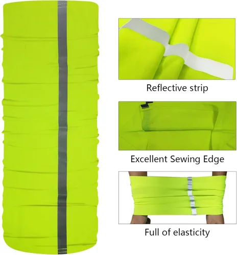 Vista 2 de 5 mascarillas reflectantes para el cuello bufanda pasamontañas tubo de diadema resistente al viento sin costuras verde