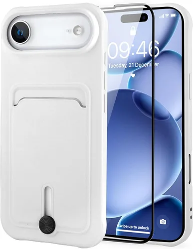 Vista 73 de MZELQ Cartera de TPU Compatible con Funda iPhone 12, Portarjetas Protección de Cámara Cubierta + Protector de Pantalla, Ranura Empujable para Niñas