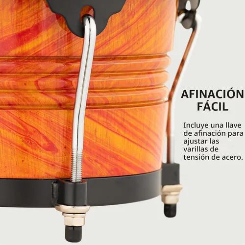Vista 4 de Meinl Percussion FWB190AF Free Ride Series Bongos de madera, acabado de llama ámbar