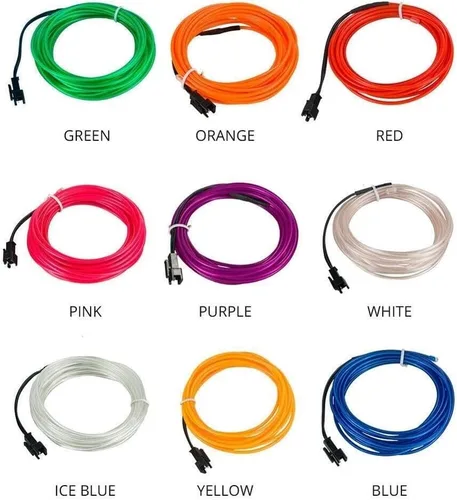 Vista 5 de Fengyan - Luces de paisaje de 16.4 ft, cable EL, luz de neón flexible, 16.4 ft, 9.8 ft, 3.3 ft, cable de cinta de luz LED para decoración