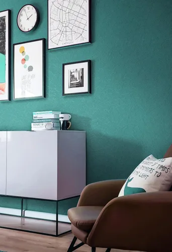 Vista 6 de Safiyya Papel tapiz de seda verde azulado para despegar y pegar, papel de contacto texturizado verde azulado, papel tapiz bohemio para dormitorio