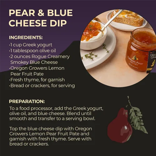Vista 7 de Oregon Growers Paté de fruta de pera y limón - Mermelada de limón y pera, conservas naturales hechas con azúcar real, gelatina de frutas, combina