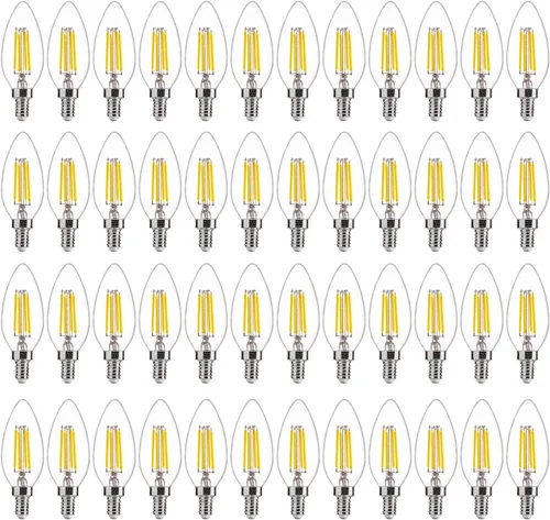 Vista 31 de FLSNT Bombillas LED ámbar para candelabros equivalentes a 40 W, bombillas LED B11 E12, 2200 K blanco cálido, regulable, 330 lm, 96 unidades UL