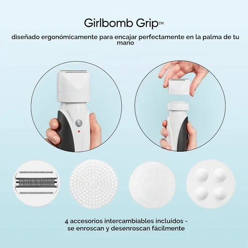 Vista 3 de Conair GIRLBOMB - Afeitadora para mujer y amortiguador corporal, húmedo/seco, recargable de iones de litio