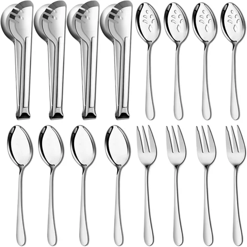 Vista 10 de Pleafind 16 PCS Mini Pinzas para Servir - 4.3 pulgadas, Mini Pinzas de Acero Inoxidable 18/8 de Grado Alimenticio, Accesorios de Charcutería
