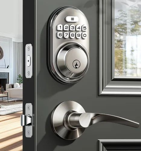 Vista 10 de Veise RZ-C Cerradura de puerta de entrada sin llave con 2 manijas