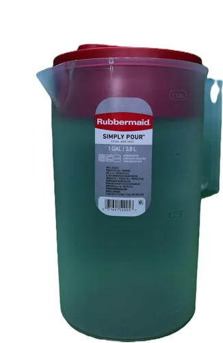 Vista 2 de Rubbermaid Jarra clásica de 1 galón con base transparente, tapa roja