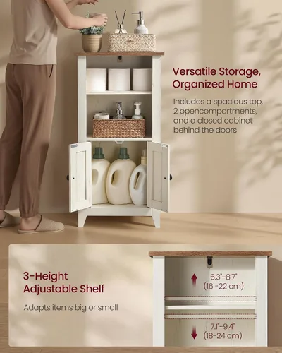 Vista 5 de VASAGLE LIRY Collection - Storage Cabinet, Farmhouse Floor Cabinet, Freestanding Storage Organizer for Bathroom Kitchen Entryway, Adjustable Shelf