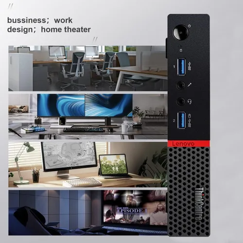 Vista 2 de Lenovo ThinkCentre M600 Mini computadora de escritorio, Intel Celeron N3000 hasta 2.24 GHz, 8 GB de RAM, 256 GB SSD, WiFi/BT, soporte DisplayPort