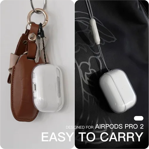 Vista 6 de Funda transparente compatible con AirPods Pro 2, funda protectora de TPU suave [LED frontal visible] [antiamarilleo] compatible con AirPods Pro