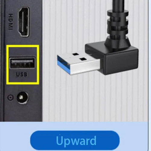 Vista 2 de Cable de extensión USB 3.0 macho a hembra, cable extensor USB de 90 grados, cable de extensión corto, cable de extensión USB A, paquete de 2