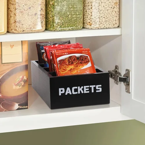 Vista 5 de BSTKEY Organizador de paquetes de condimentos, organizador de almacenamiento de paquetes de alimentos con 4 compartimentos, organizador
