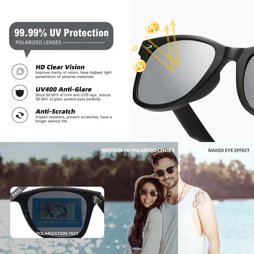 Vista 110 de MEETSUN Polarized Sunglasses for Women Men Classic Retro Square Frame Driving Sun Glasses UV Protection