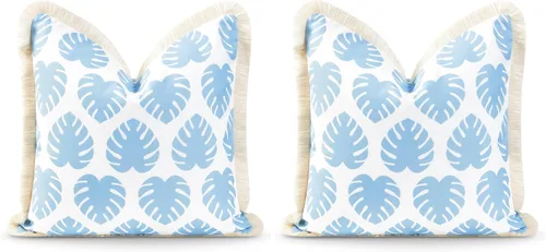 Vista 19 de Hofdeco Premium - Funda decorativa para cojín de estilo Coastal Hampton, para patio, interior y exterior, de 18 x 18 pulgadas, resistente al agua