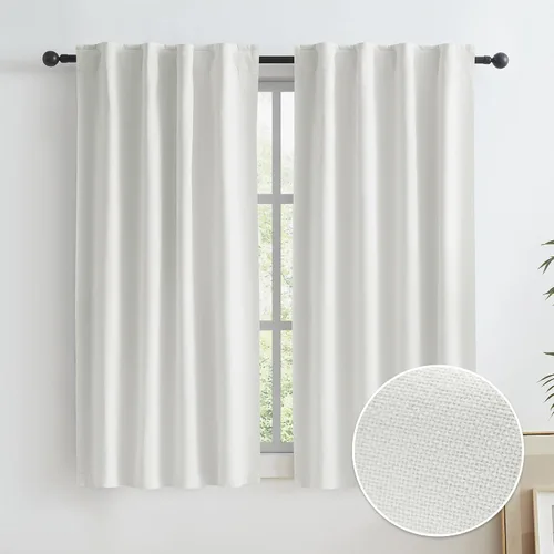 Vista 13 de KEQIAOSUOCAI - Cortinas opacas naturales de 108 pulgadas de largo, cortinas modernas con pestaña trasera, paneles plisados para sistema de cortina