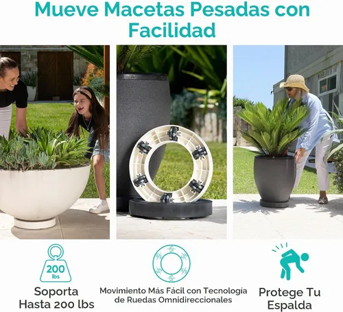 Vista 2 de Omnia Plant Glider: Organizador para plantas, 11.8 pulgadas, capacidad de 200 libras, carbón