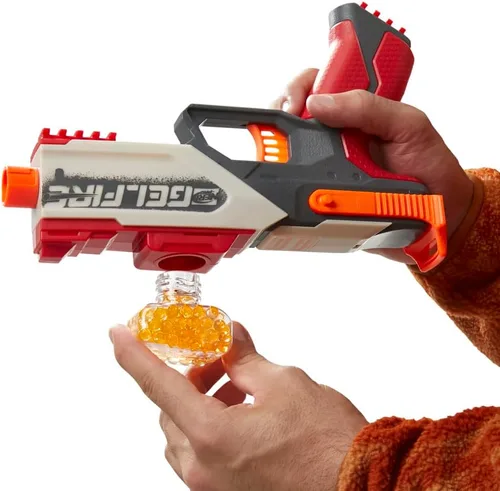 Vista 4 de Nerf Pro Gelfire Legion Blaster de Acción de Resorte, 5000 Rondas, Tolva de 130, Gafas Protectoras, Disparo de Impacto, Para Edades de 14 y Más