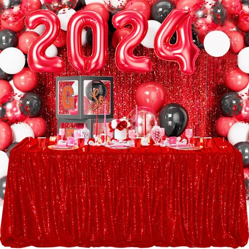 Vista 115 de Manteles redondos de lentejuelas negros para fiestas, de 121,9 cm, mantel redondo de purpurina ajustado, pequeño, lindo y dulce, para boda