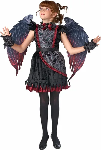 Vista 9 de JUST FOR PARTY Girl Fallen Angel Costume with Wings Cape for Halloween, Cosplay