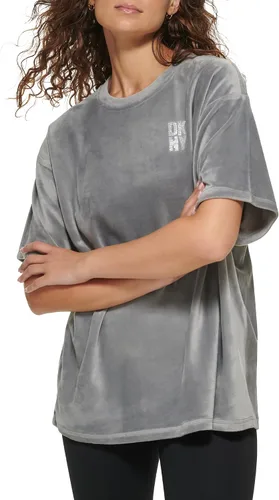 Vista 2 de DKNY Women's Sport Boxy Velour Short Sleeve Pullover