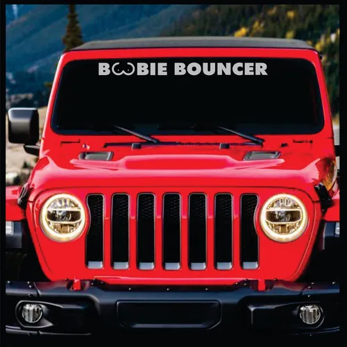 Vista 9 de Sticker Connection Banner para parabrisas Boobie Bouncer Divertida calcomanía troquelada para Jeep Wrangler, calcomanía de parachoques