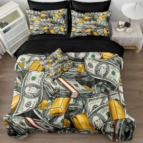 Vista 12 de Bedding_Dreamer Juego de ropa de cama Queen en una bolsa, diseño de sol y luna, espacio misterioso, decoración del hogar, edredón de plumón
