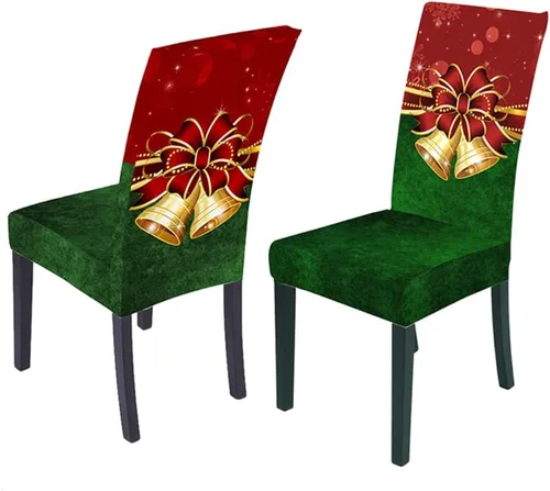 Vista 46 de XMNTG Juego de 6 fundas para sillas de Navidad, con estampado de ciervos, decoración de Navidad, fundas extraíbles para sillas antideslizantes Negro