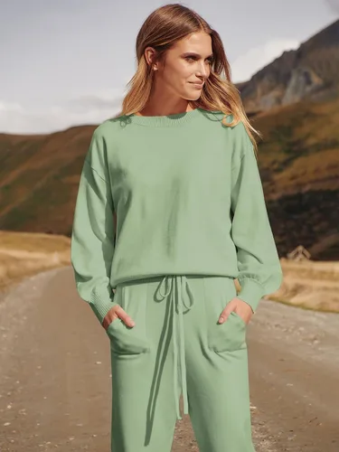 Vista 9 de ANRABESS - Conjunto de dos piezas para mujer, conjunto de suéter de manga larga sin botones y pantalones con cordón
