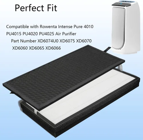 Vista 5 de Filtro de repuesto XD6065 de carbón activado y XD6075 True HEPA, compatible con purificadores de aire puro intenso Rowenta PU4020, 1 eliminador