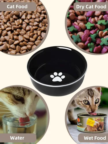 Vista 5 de GDCZ Ceramics - Cuencos elevados para gatos con soporte de metal Heighten, 15 onzas (negro)