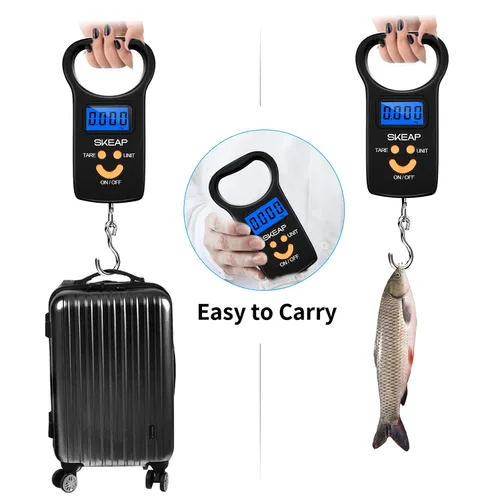 Vista 2 de Escala de pescado: SKEAP FS01 - Escala de pesca con pantalla LCD retroiluminada de 110 libras / 110.2 lbs, balanza electrónica digital de pesca