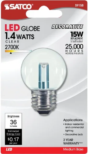 Vista 21 de Satco S9176 LED T6 Frost 2700K Bombilla base de candelabro, 0.8W