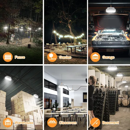 Vista 6 de 50 pies de luces LED de cadena para construcción, 75W súper brillantes 7500LM con enchufe, luces de trabajo de cadena enlazables, 5000K impermeables