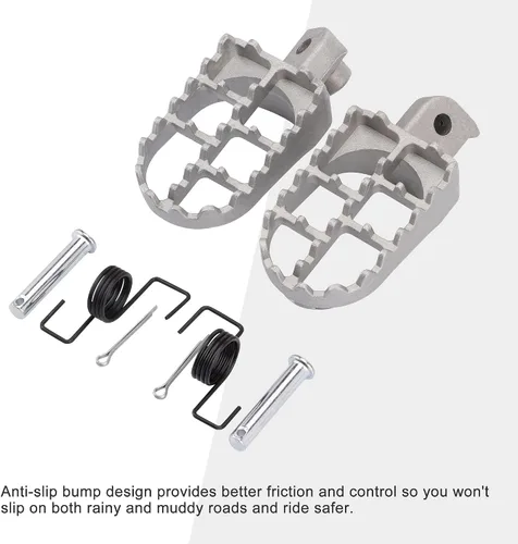 Vista 4 de GOOFIT Reposapiés de aluminio de 0.315 in para reposapiés de 50 cc, 70 cc, 90 cc, 110 cc, 125 cc, Taotao Dirtbike Silver Motocross MX Foot Pegs-PW50
