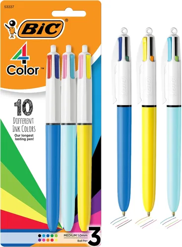 Vista 9 de BIC Juego de 6 bolígrafos retráctiles de 4 colores Shine con punta de 1,0 mm y barril ancho, varios