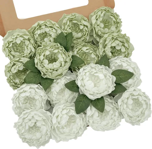 Vista 31 de Flores artificiales, 25 piezas, rosas artificiales realistas para ramos de novia, centros de mesa, arreglos, flores de Dalia negras con tallo