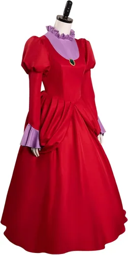 Vista 4 de Eusnady Disfraz de señora Tremaine para disfraz de madrastra malvada, disfraz de cosplay rojo para adultos, mujeres, fiesta de Halloween