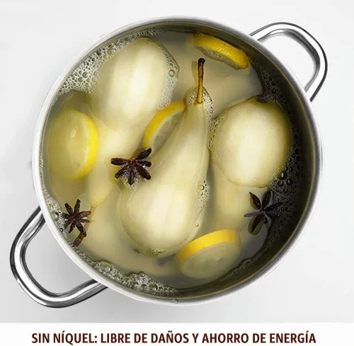 Vista 3 de HOMICHEF Olla pequeña de stock de 4 cuartos de galón de acero inoxidable sin níquel - Olla pequeña de stock de 4 cuartos con tapa de vidrio - Olla