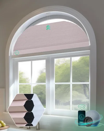 Vista 27 de Yoolax Persianas Celulares Inteligentes, Persianas de Panal Motorizadas para Ventana Arqueada, Persianas Motorizadas con Control Remoto Compatible