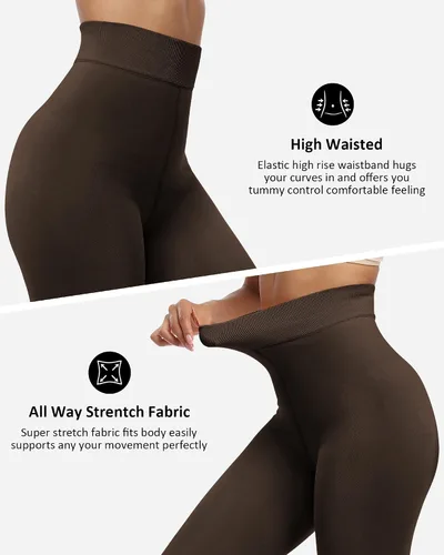 Vista 48 de NORMOV - Leggings con forro de vellón cálido para mujer, de invierno, mallas gruesas, de terciopelo, térmicas