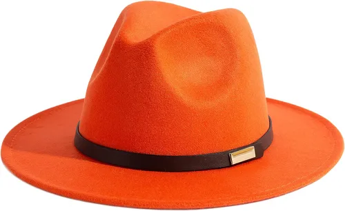 Vista 21 de Sombreros Fedora para hombre, sombrero Panamá de ala ancha con cinturón clásico Unisex Felt Fedora, Adjustable Fit, Breathable Sweatband, All-Day