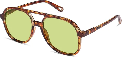 Vista 25 de SOJOS Gafas de sol de aviador polarizadas retro para mujer SJ2174 Tortuga ámbar/marrón