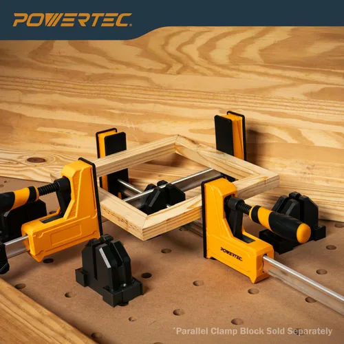 Vista 6 de POWERTEC 71368 Abrazaderas paralelas de 24 pulgadas para carpintería Abrazadera de 90 grados de barra de acero resistente con herramienta