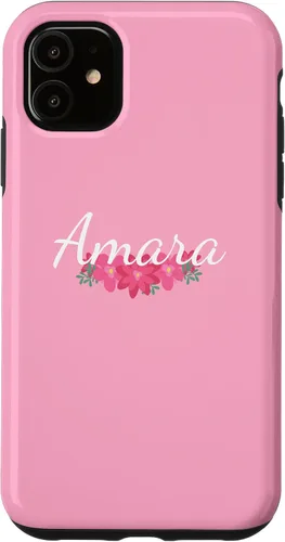 Vista 5 de iPhone 14 Amara - Funda personalizada para teléfono con diseño floral, color rosa