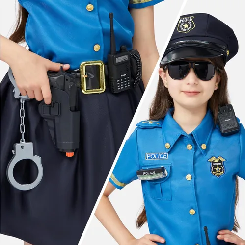 Vista 5 de Spooktacular Creations Halloween Police Officer Costume for Girls, Blue Girl Police costume for Kids Dress Up Parties