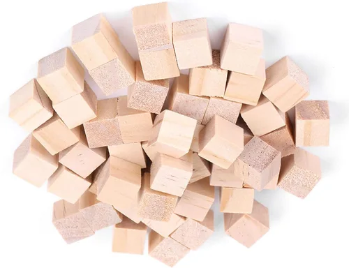 Vista 5 de Karlak Square Wood Cubes, Smooth Natural Craft Blocks (25mm (10 Pieces))