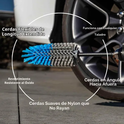 Vista 6 de Accesorio de cepillo de taladro de largo alcance, multiuso para neumáticos de automóvil, ruedas, pozos de ruedas, bahías de motor, tubos de escape